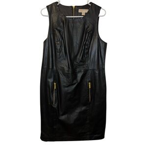 Michael Kors black sheepskin dress with gold zippers
